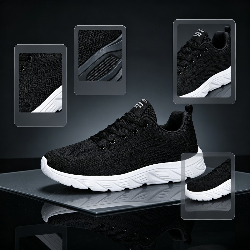 Men'S Shoes Casual Sneakers - Men Breathable Knit Sneakers White Thick