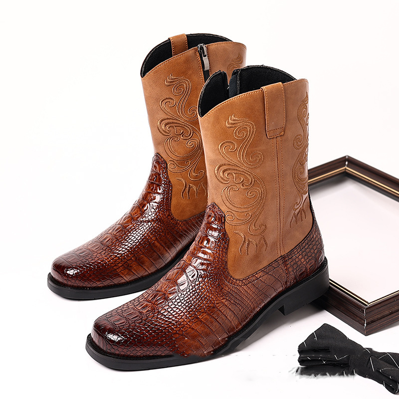 Men's Crocodile-Print Leather  - Men Shoes Classic ulasan dan harga