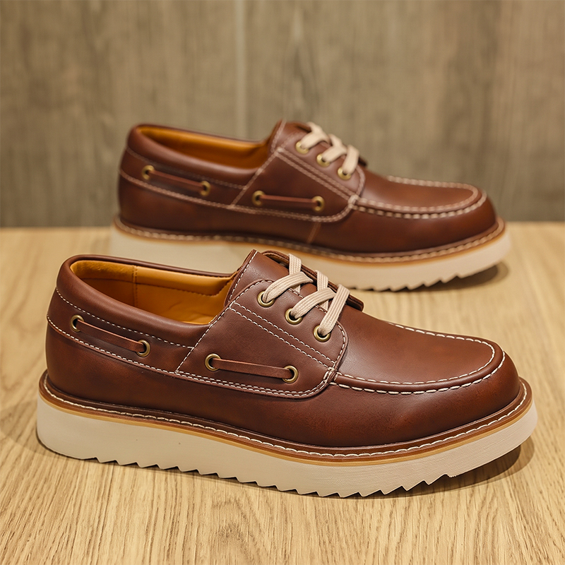 Men's Vintage Second-layer Cow - Boat Shoe Leather ulasan dan harga