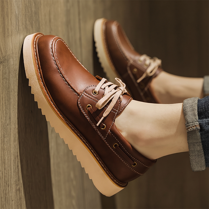 Men's Vintage Second-layer Cow - Boat Shoe Leather ulasan dan harga