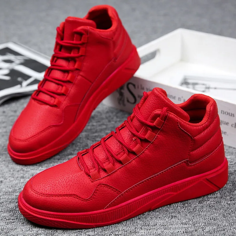 Keep Warm Men's Red High-Top L - Boat Shoe Leather ulasan dan harga