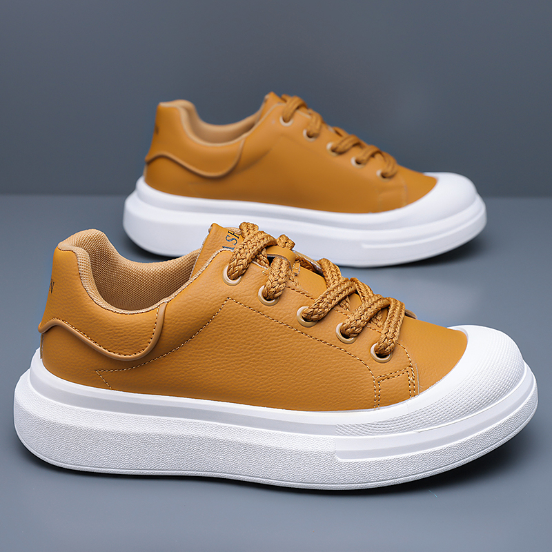 Men's White Leather Platform B - Boat Shoe Leather ulasan dan harga