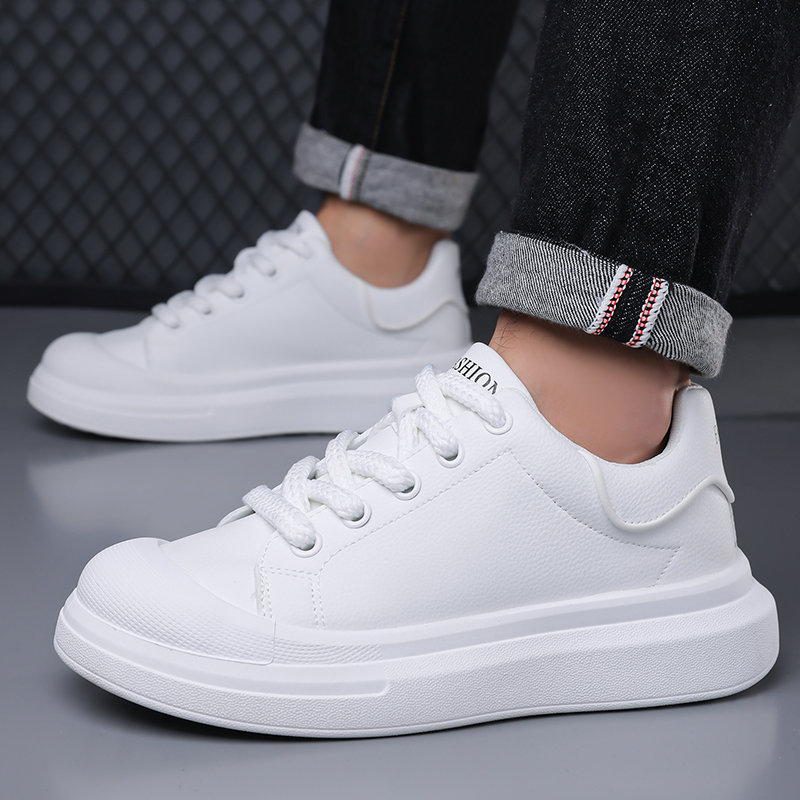 Men's White Leather Platform B - Boat Shoe Leather ulasan dan harga
