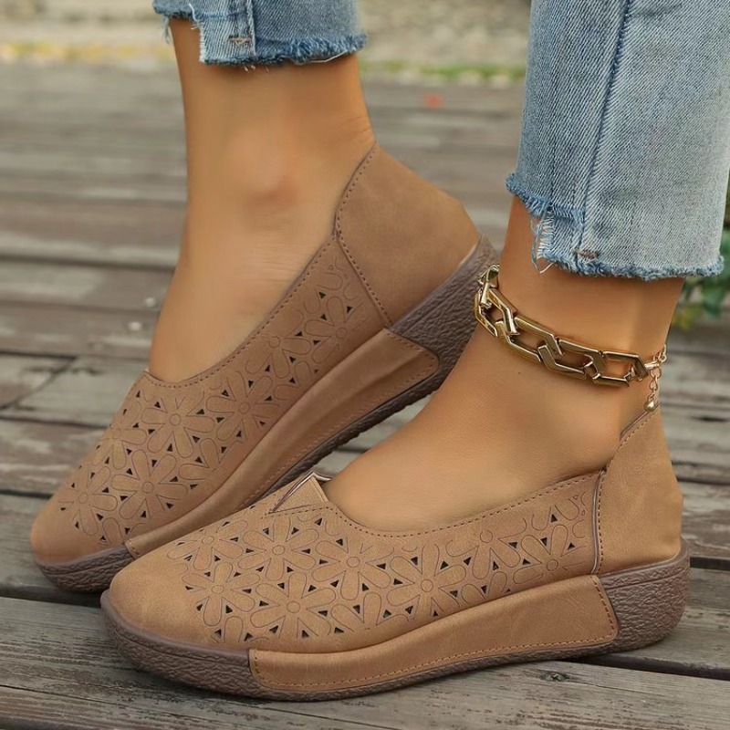 Spring Autumn Women Flats Plat - Boat Shoe Leather ulasan dan harga