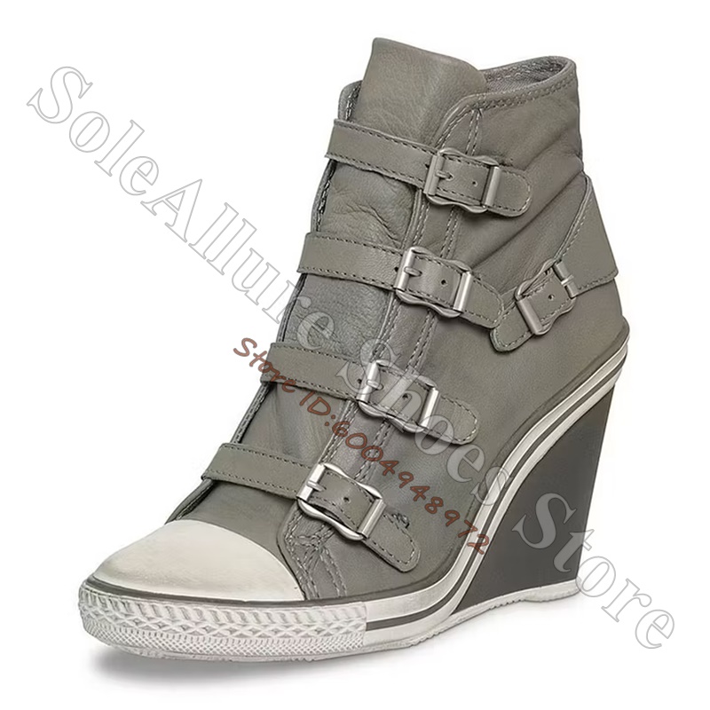 Grey Multi Buckle High Top Wed - Running Shoes Lightweight ulasan dan harga